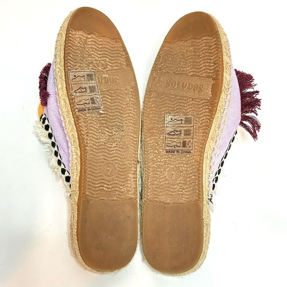 Soludos Lilac Pom Fringe Mule Espadrilles 7 - Picture 8 of 9